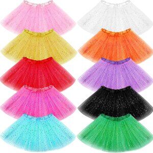Adult Tulle Tutu Skirt 10 Pcs Multicolored 3-Layered Ballet Wear for Dance Party